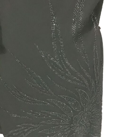 Vintage Dollar 80’s Beaded 2 Layers Black Cowl Neck Formal Maxi Dress Sz Large - Picture 6 of 8